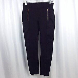 J Crew Women's Paneled Pixie Crop Pants Size 4 Black Zip Pockets Stretchy A3406